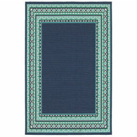 2’x3’ Navy and Green Geometric Indoor Outdoor Scatter Rug