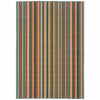 2’x4’ Green and Brown Striped Indoor Outdoor Scatter Rug