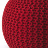 Cool Red Woven Pouf Ottoman