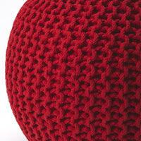 Cool Red Woven Pouf Ottoman