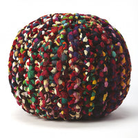 Boho Multi Color Rag Pouf Ottoman