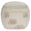 Cream Square Tassel Pouf Ottoman