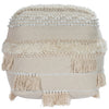 Cream Square Tassel Pouf Ottoman