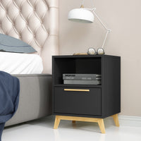 Night Stand with Straight Lines Black