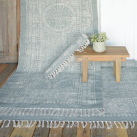 3’ x 8’ Sky Gray Distressed Medallion Runner Rug