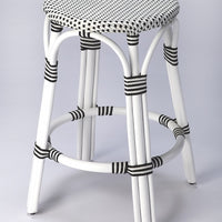 Classic White and Black Rattan Counter Stool