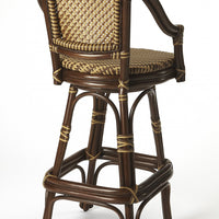 Dark Brown Rattan Bar Stool