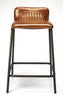 Brown Leather and Metal Counter Stool