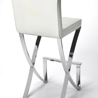 Modern White Faux Leather Bar Stool