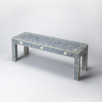 Blue and Ivory Bone Inlay Bench
