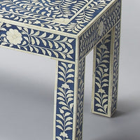 Blue and Ivory Bone Inlay Bench