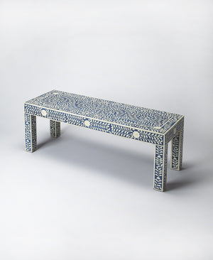 Blue and Ivory Bone Inlay Bench