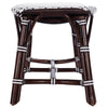 Dark Brown and White Rattan Bench