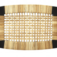 Black and Natural Cane Woven Stool