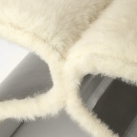 Far Out Ivory and Chrome Faux Fur Stool