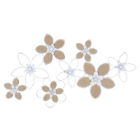 White Metal and Rattan Floral Wall Décor