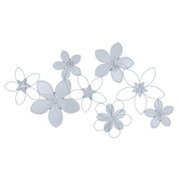 White Metal and Rattan Floral Wall Décor