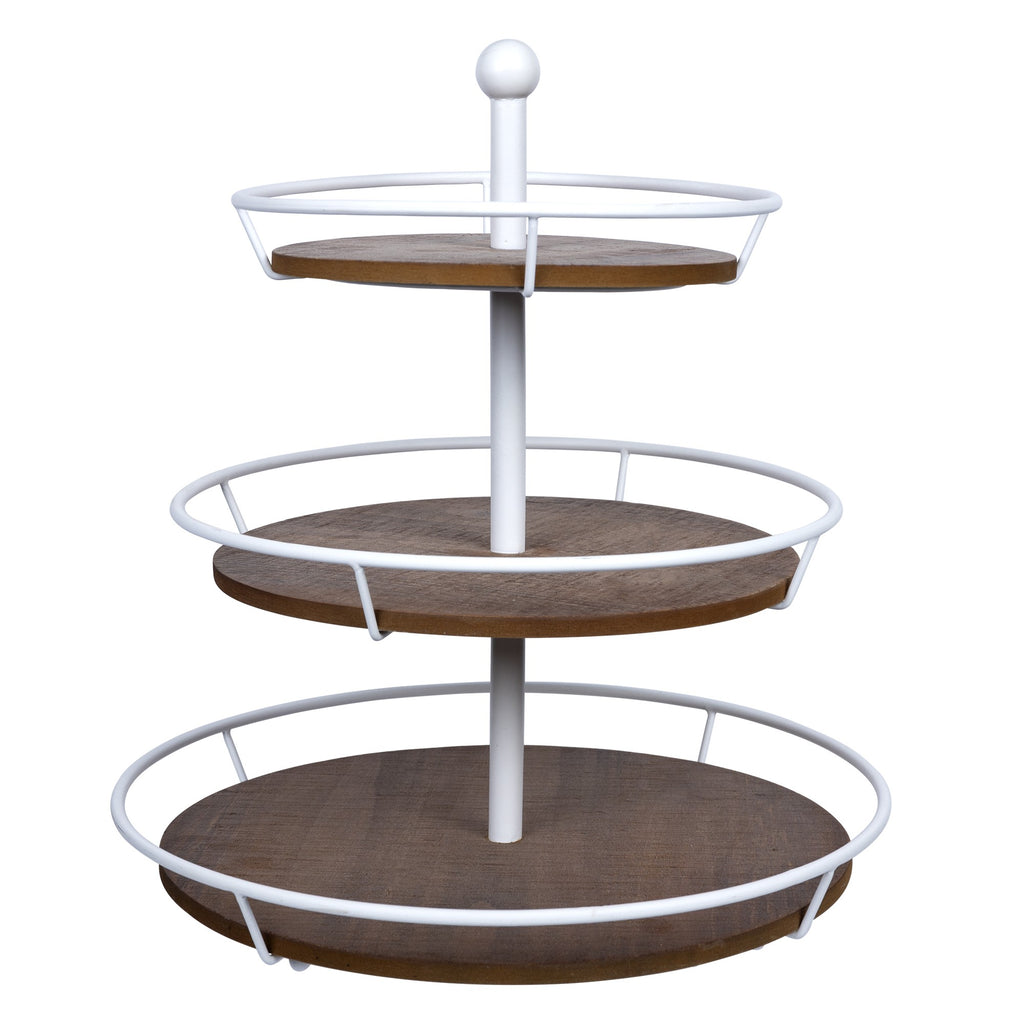 Three Tiered Metal and Wood Decorative Stand