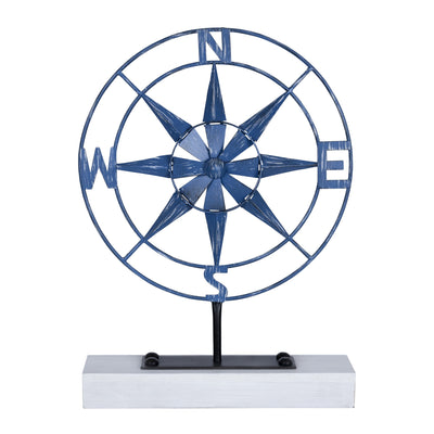 Blue Nautical Compass Sculpture