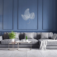 Fanned White Metal Leaf Wall Decor