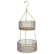 Two Tiered Gold Metal Hanging Basket