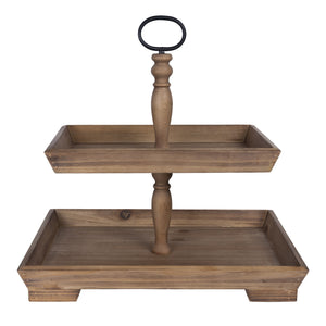 Two Tiered Wooden Serving Stand