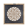 Blue Ethnic Wood and Metal Square Wall Plaque