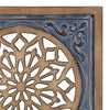 Blue Ethnic Wood and Metal Square Wall Plaque