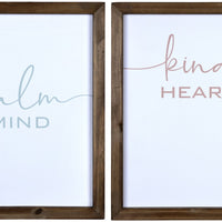 Set of 3 Wooden Brave Calm Kind Wall Frame Décor