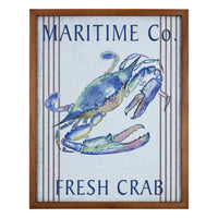 Framed Watercolor Crab Wall Art