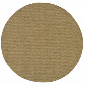 8’ Round Solid Tan Indoor Outdoor Area Rug