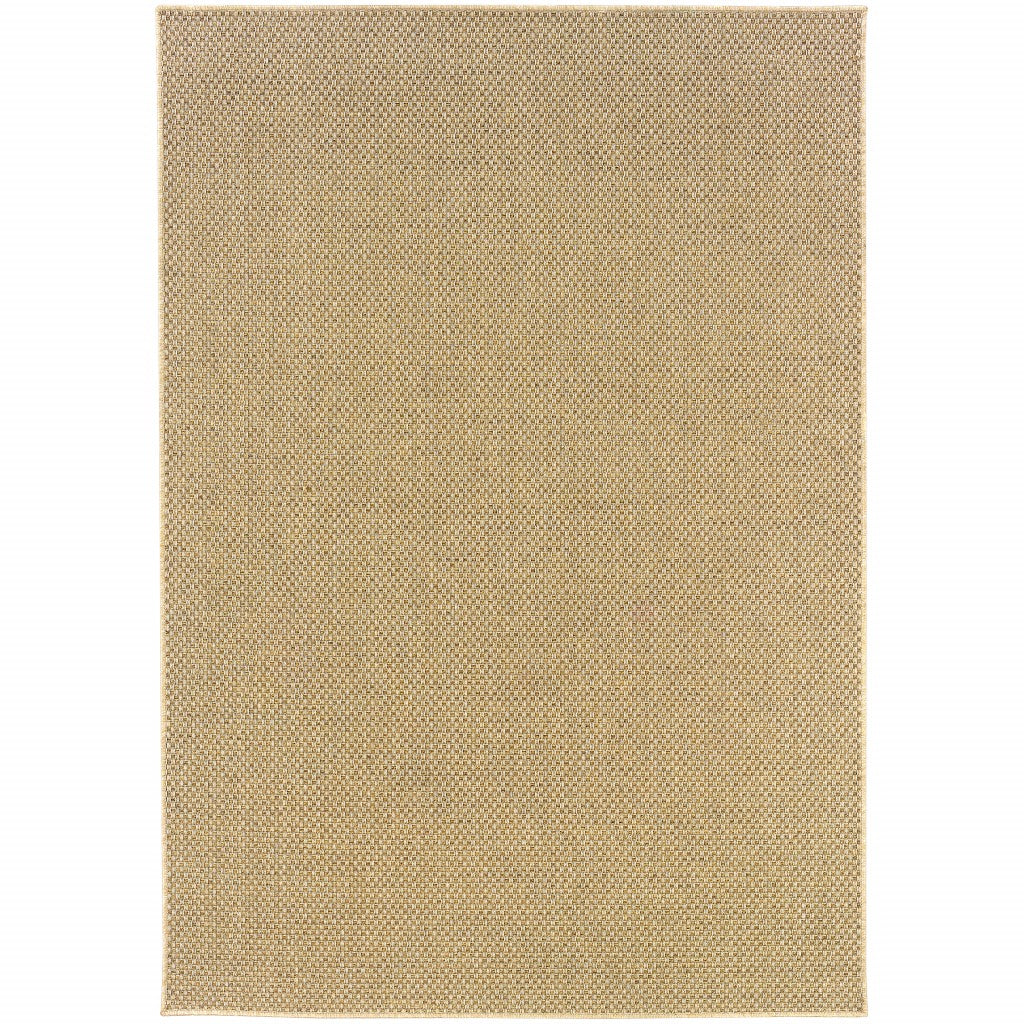 9’X13’ Solid Sand Beige Indoor Outdoor Area Rug