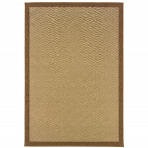 7’x11’ Beige and Brown Plain Indoor Outdoor Area Rug