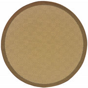 8’ Round Beige and Brown Plain Indoor Outdoor Area Rug