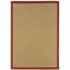 6’x9’ Beige and Red Plain Indoor Outdoor Area Rug