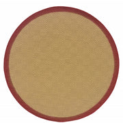 8’ Round Beige and Red Plain Indoor Outdoor Area Rug