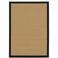 6’x9’ Beige and Black Plain Indoor Outdoor Area Rug