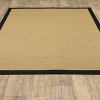 6’x9’ Beige and Black Plain Indoor Outdoor Area Rug