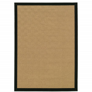 7’x11’ Beige and Black Plain Indoor Outdoor Area Rug