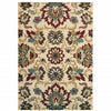 3’x5’ Ivory and Red Floral Vines Area Rug