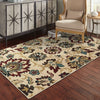 3’x5’ Ivory and Red Floral Vines Area Rug