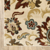 3’x5’ Ivory and Red Floral Vines Area Rug