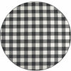 8’ Round Black and Ivory Gingham Indoor Outdoor Area Rug