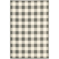 5’x8’ Gray and Ivory Gingham Indoor Outdoor Area Rug