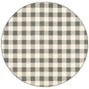 8’ Round Gray and Ivory Gingham Indoor Outdoor Area Rug