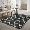 8’ Round Black and Ivory Trellis Indoor Outdoor Area Rug