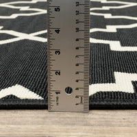 8’ Round Black and Ivory Trellis Indoor Outdoor Area Rug