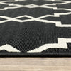 8’ Round Black and Ivory Trellis Indoor Outdoor Area Rug