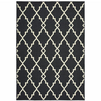 9’x13’ Black and Ivory Trellis Indoor Outdoor Area Rug