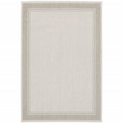 5’x7’ Ivory and Gray Bordered Indoor Outdoor Area Rug